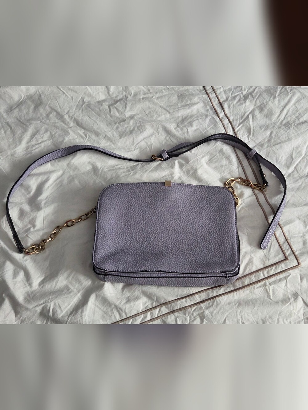 Urban Expressions Lavender Pebbled Faux Leather Crossbody Bag with Gold Chain